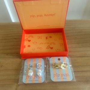 Pip Pop Bold Heart Hoop Pearl Hoops 18k Gold Plated Stainless Hypoallergenic